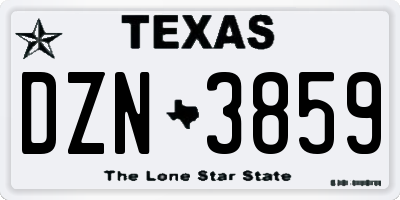 TX license plate DZN3859