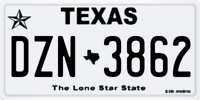 TX license plate DZN3862