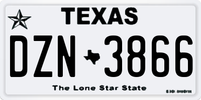 TX license plate DZN3866