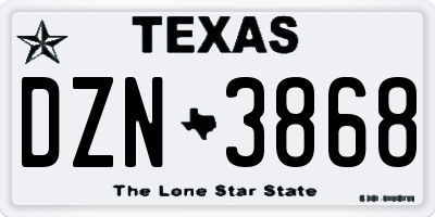 TX license plate DZN3868