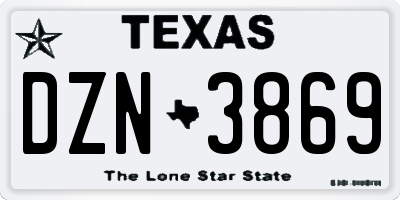 TX license plate DZN3869