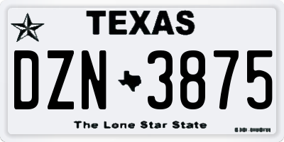 TX license plate DZN3875
