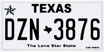 TX license plate DZN3876
