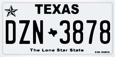 TX license plate DZN3878