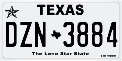 TX license plate DZN3884