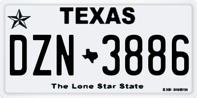 TX license plate DZN3886