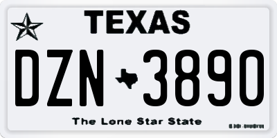 TX license plate DZN3890