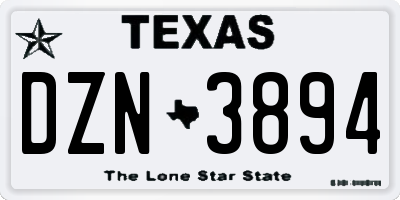 TX license plate DZN3894