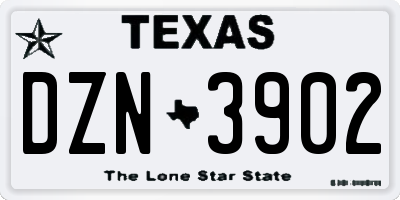 TX license plate DZN3902