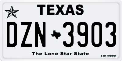 TX license plate DZN3903