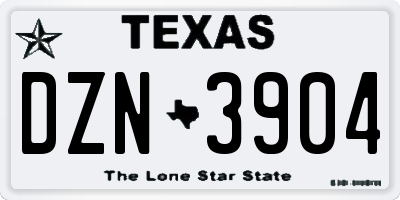 TX license plate DZN3904