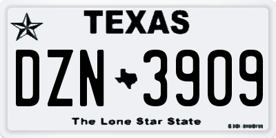 TX license plate DZN3909