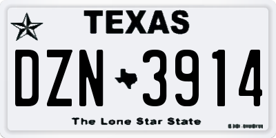 TX license plate DZN3914