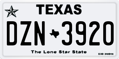 TX license plate DZN3920