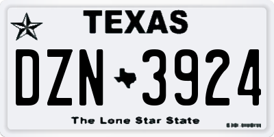 TX license plate DZN3924