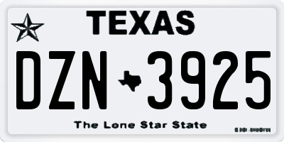 TX license plate DZN3925