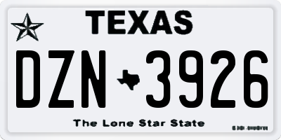 TX license plate DZN3926