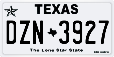 TX license plate DZN3927