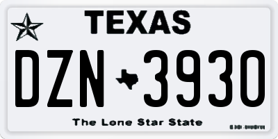 TX license plate DZN3930