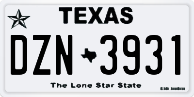 TX license plate DZN3931