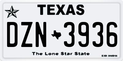 TX license plate DZN3936