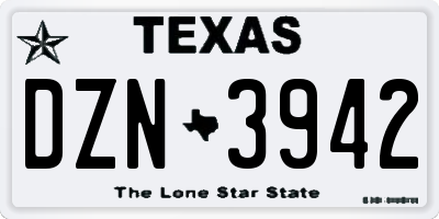 TX license plate DZN3942