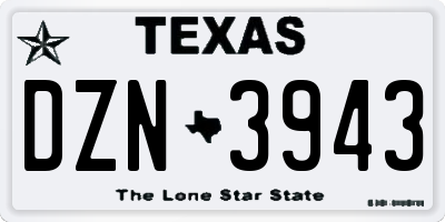 TX license plate DZN3943
