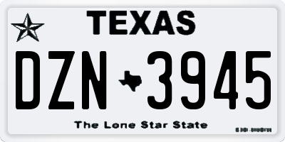 TX license plate DZN3945
