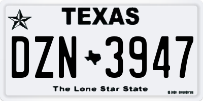 TX license plate DZN3947