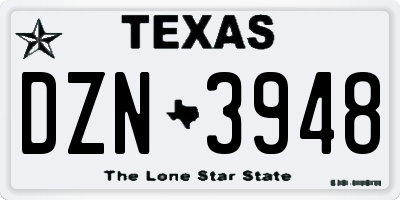 TX license plate DZN3948