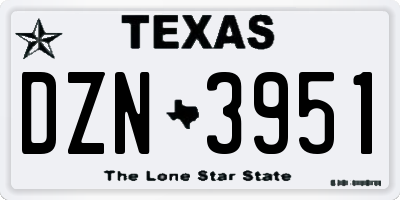 TX license plate DZN3951