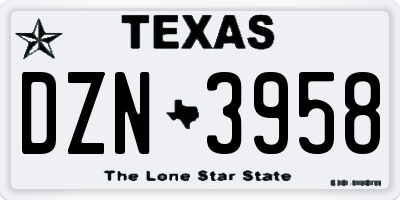 TX license plate DZN3958