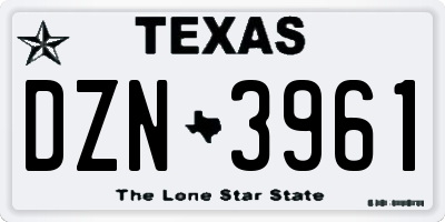 TX license plate DZN3961