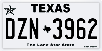 TX license plate DZN3962
