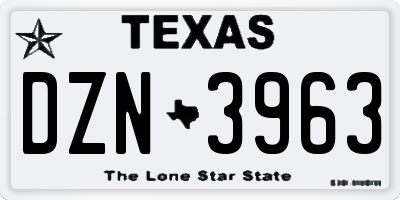 TX license plate DZN3963