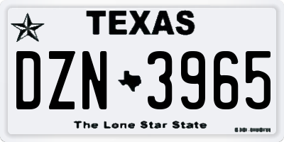 TX license plate DZN3965