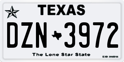 TX license plate DZN3972