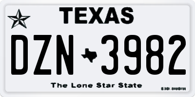 TX license plate DZN3982