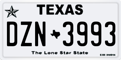 TX license plate DZN3993