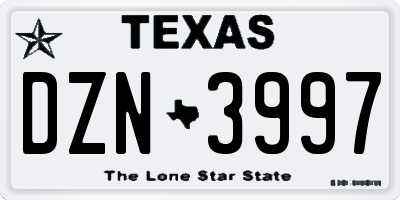 TX license plate DZN3997