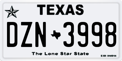 TX license plate DZN3998