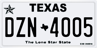 TX license plate DZN4005