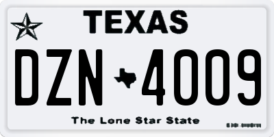 TX license plate DZN4009