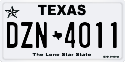 TX license plate DZN4011