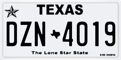 TX license plate DZN4019