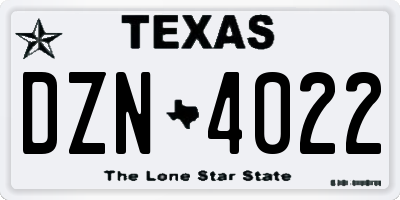 TX license plate DZN4022