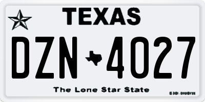 TX license plate DZN4027