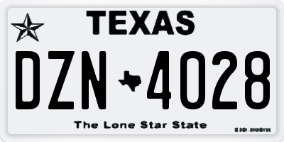 TX license plate DZN4028