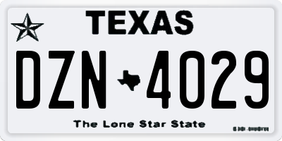 TX license plate DZN4029