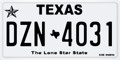 TX license plate DZN4031